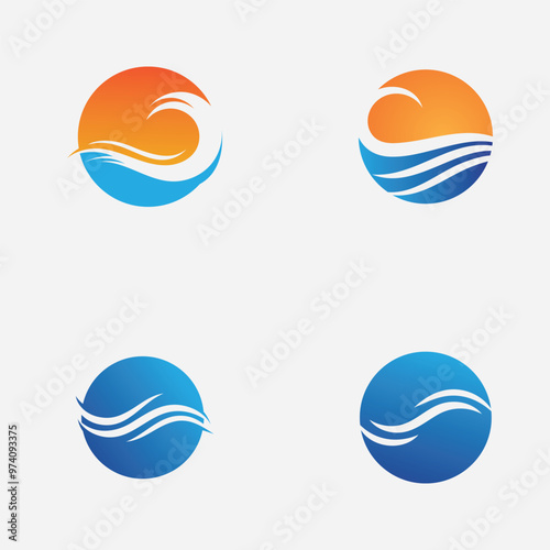 Water wave logo vector icon image