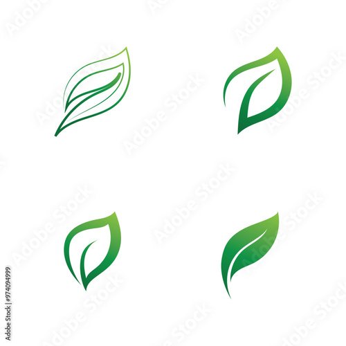 Logos of green Tree leaf ecology