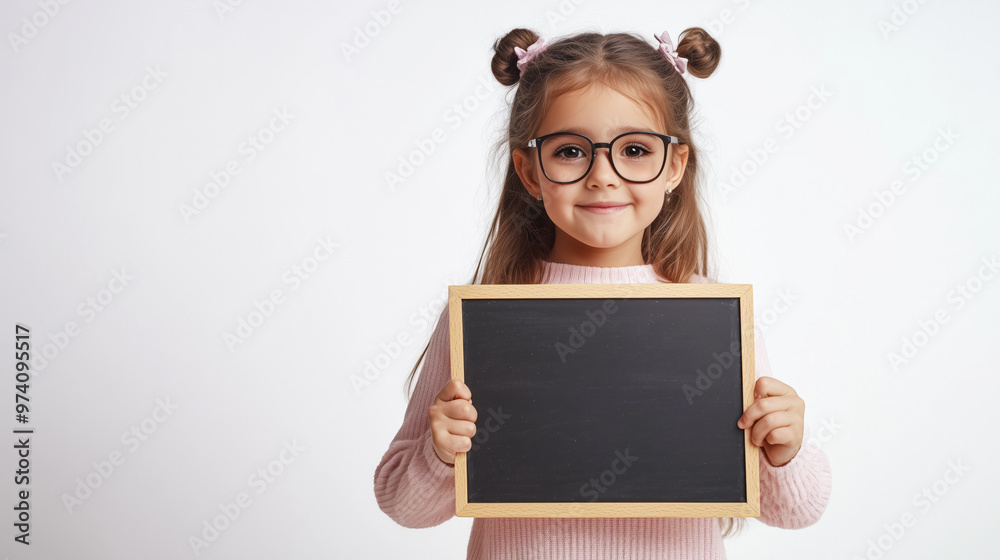 American girl dressed as a teacher holding a chalkboard American girl dressed as a teacher holding a chalkboard