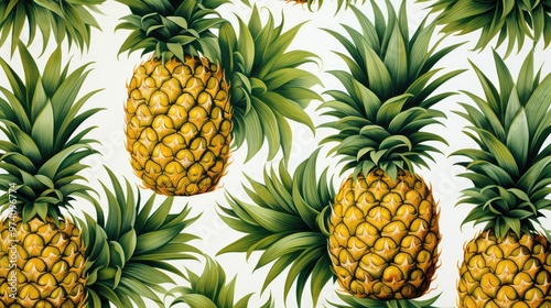 A close up of ripe pineapples.