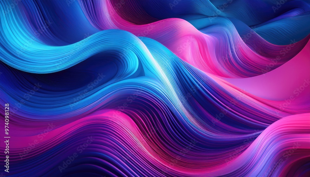 Abstract blue and pink waves