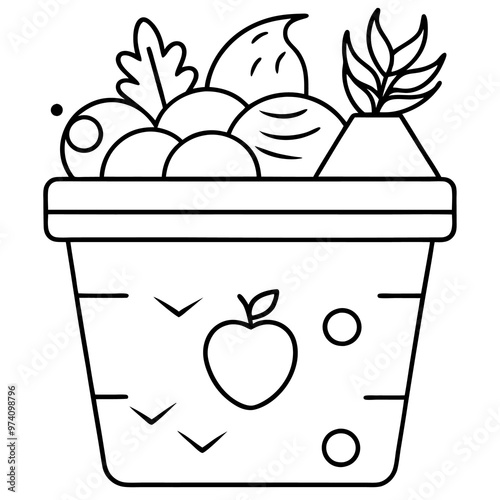 organic rubbish outline coloring book page line art drawing