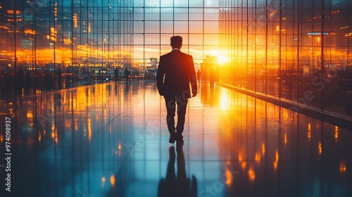 Business traveler navigating the airport terminal