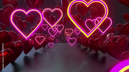 Dynamic background of flashing love pattern on black background, dynamic background of love pattern, dynamic background of Valentine's Day, dynamic background of Christmas
