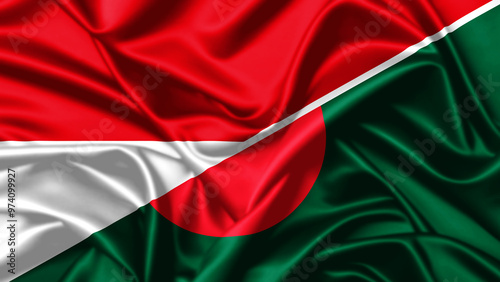 United waving flag of Monaco and Bangladesh