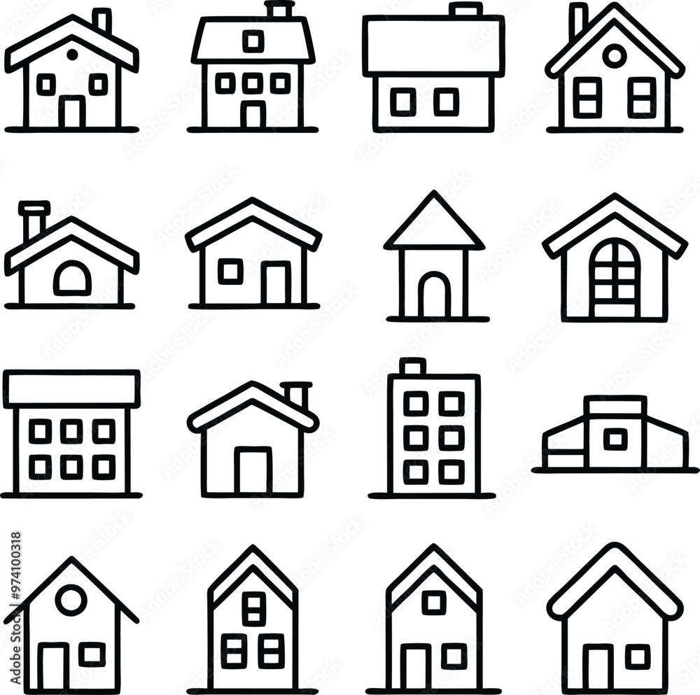 Fototapeta premium Refined House Symbols Line Art