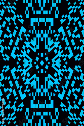 Geometric cyberpunk retro futuristic lo fi 8bit abstract symmetrical background