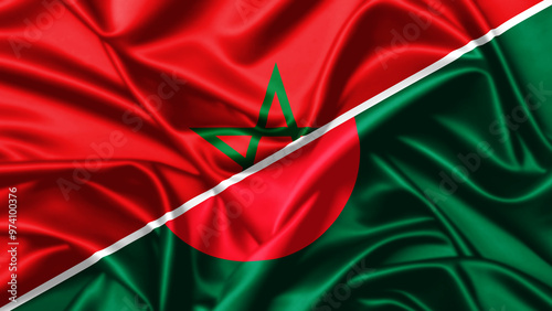 United waving flag of Morocco and Bangladesh