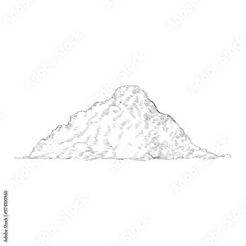Pile of flour, sugar, protein, spices, seasonings, starch, dry powder sketch drawing