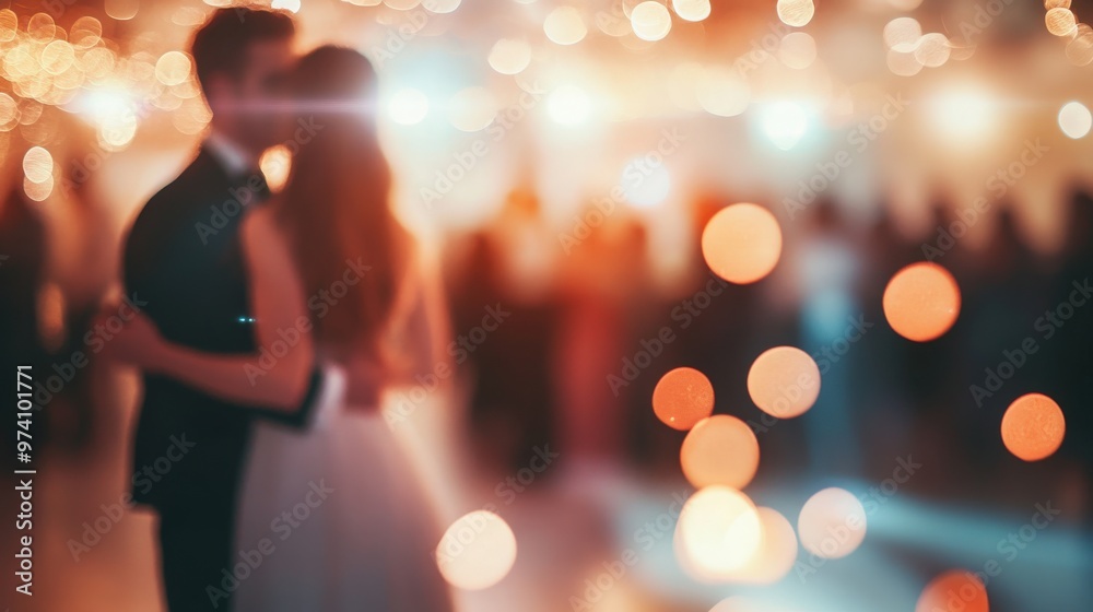 Softly blurred dancers in a hall illuminated by glowing bokeh effects, capturing the joyful, celebratory atmosphere of a festive gathering or sophisticated occasion Softly blurred dancers in a hall illuminated by glowing bokeh effects, capturing the joyful, celebratory atmosphere of a festive gathering or sophisticated occasion