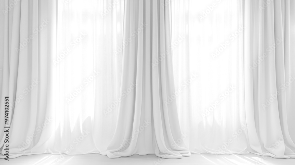 Soft white curtains background for graphic design or wallpaper.