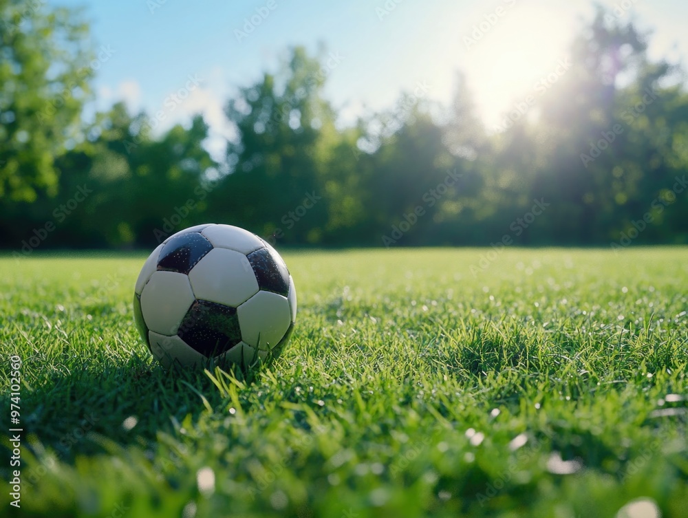 Fototapeta premium Soccer Ball on Green Field