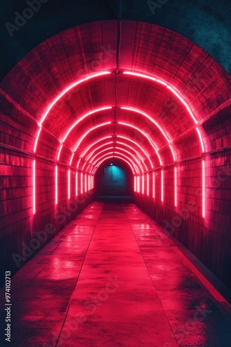 Tunnel with red light at the end