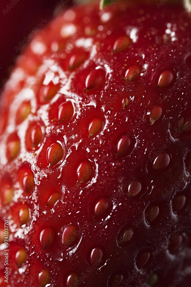 Macro Photography of Strawberry Surface Revealing Intricate Textures and Vibrant Red Color Macro Photography of Strawberry Surface Revealing Intricate Textures and Vibrant Red Color