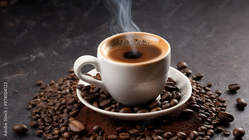 Obraz premium cup of coffee with beans