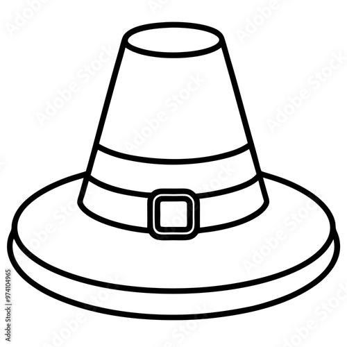 pilgrim hat outline coloring book page line art drawing