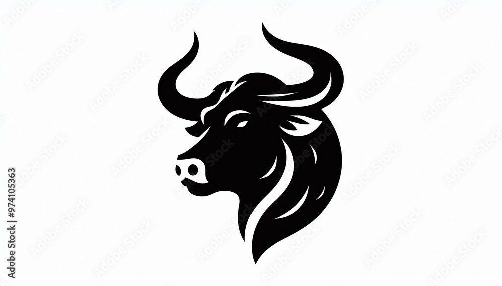 Black Bull Head Silhouette Logo Design Black Bull Head Silhouette Logo Design
