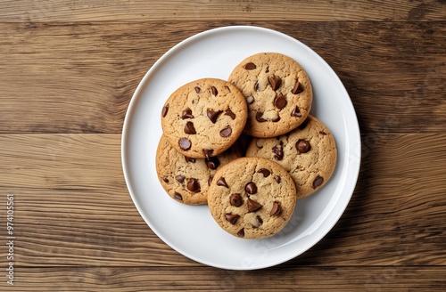 A plate of chocolate chip cookies  photo