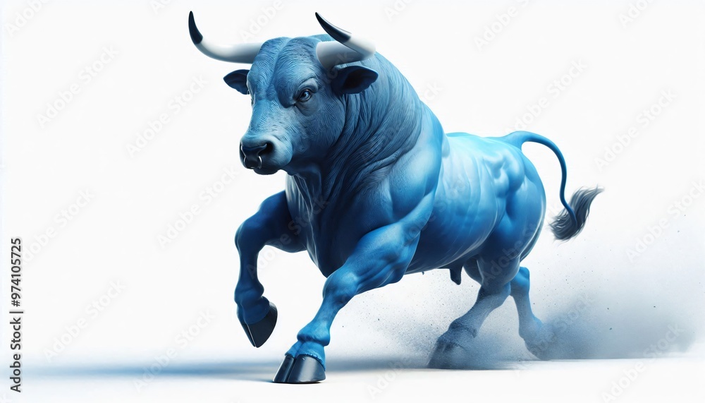 Blue Bull Charging Forward Stock Market Concept Blue Bull Charging Forward Stock Market Concept