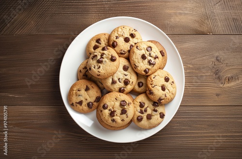 A plate of chocolate chip cookies 