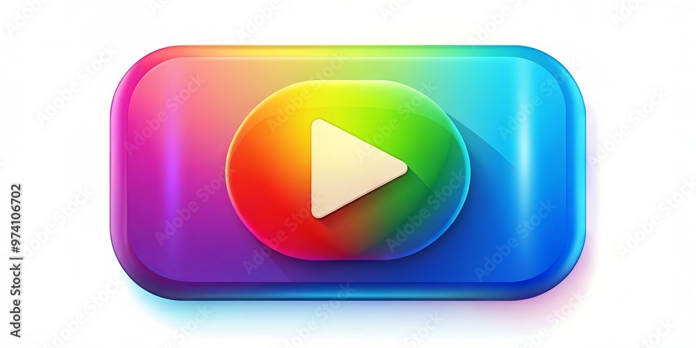 Colorful play button icon isolated on white background, symbolizing online video content, social media, and digital Colorful play button icon isolated on white background, symbolizing online video content, social media, and digital
