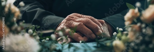 Close-up of a bereavement coordinator supporting families during a difficult time surrounded by flowers and comforting elements