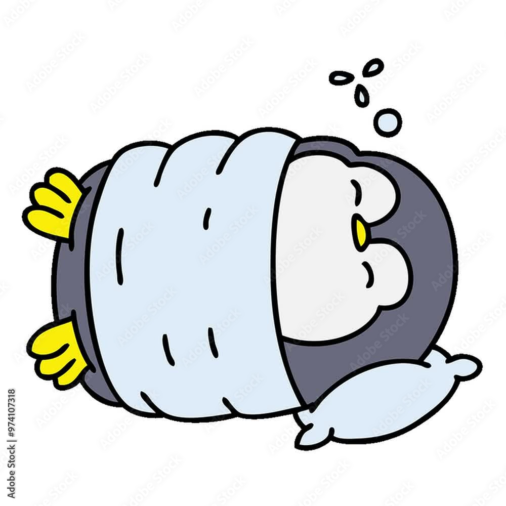 cartoon of a cute christmas penguin sleeping cartoon of a cute christmas penguin sleeping