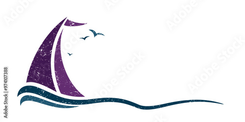 The Yacht symbol with violet sail and sea.
