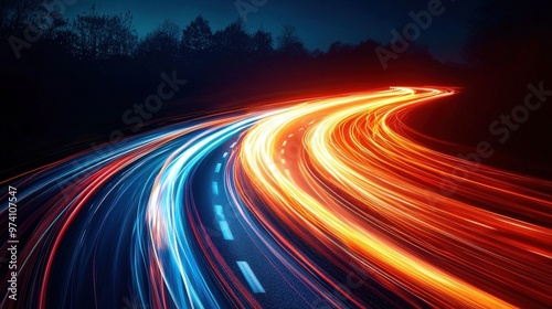 Light trails creating abstract lattice patterns, organic shapes, vibrant and energetic.