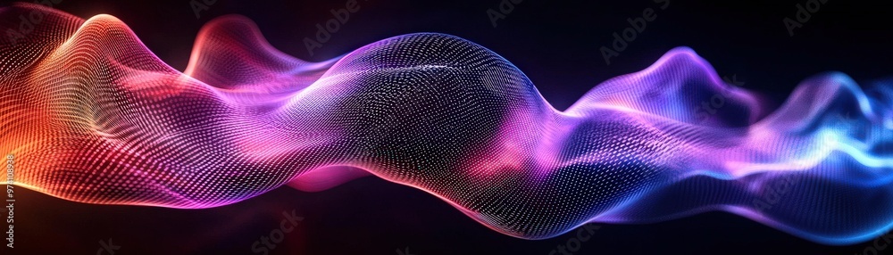 Neon 3D music waves on a black background, 3D background music, vibrant and immersive. Neon 3D music waves on a black background, 3D background music, vibrant and immersive.