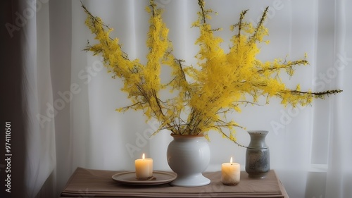 forsythia on the bed
