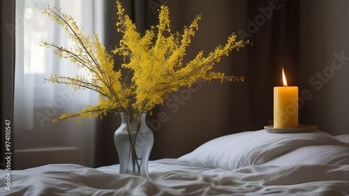 forsythia on the bed
