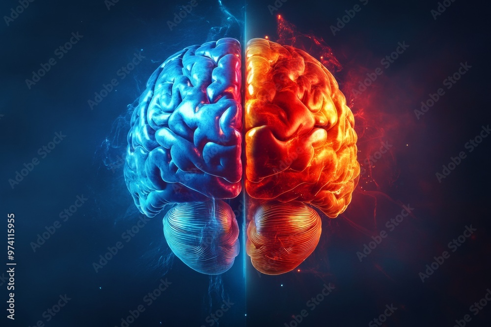 Elegant, colorful brain with creative ideas, digital art background Elegant, colorful brain with creative ideas, digital art background