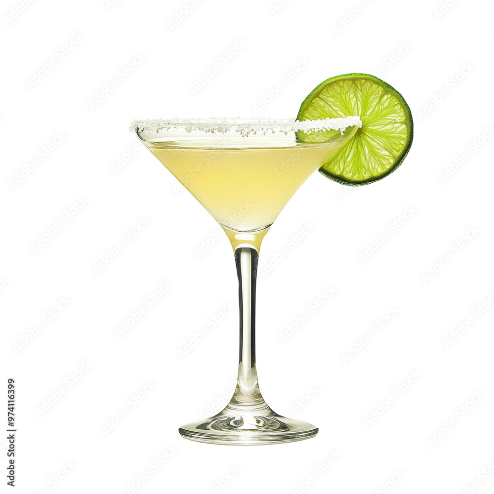 custom made wallpaper toronto digital36. A detailed margarita glass with a salted rim and lime garnish, isolated on a white background, showing clear liquid and soft shadows