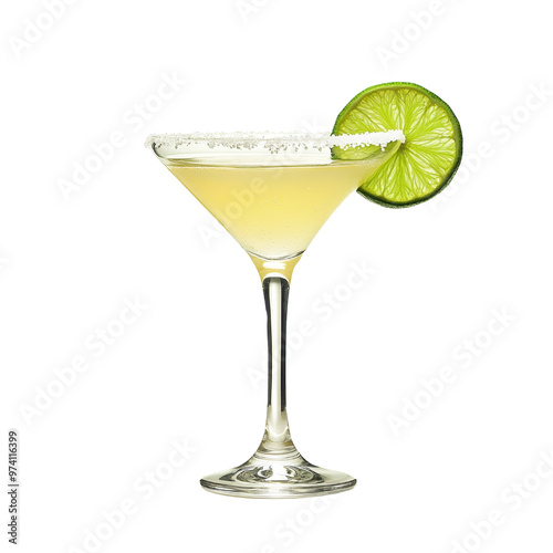Wallpaper Mural 36. A detailed margarita glass with a salted rim and lime garnish, isolated on a white background, showing clear liquid and soft shadows Torontodigital.ca