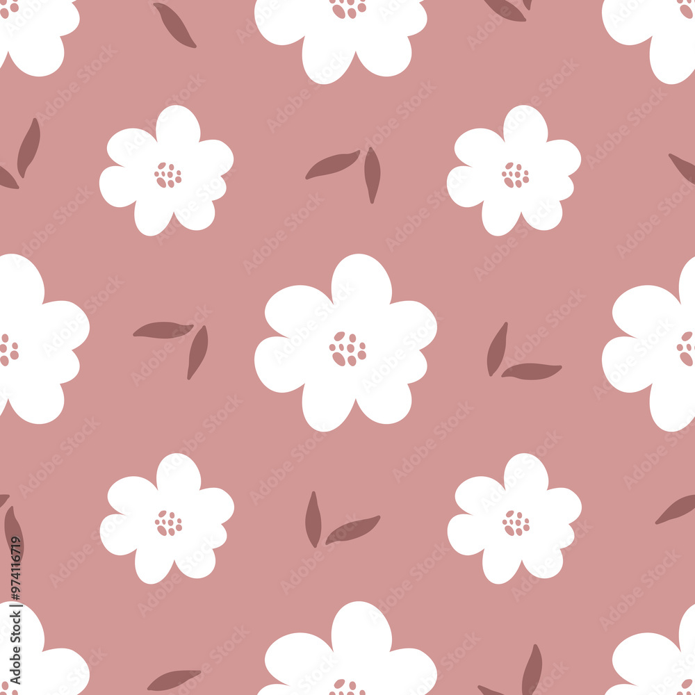 Abstract floral seamless pattern with cute flowers and leaves. Simple ditsy floral seamless pattern. Abstract floral seamless pattern with cute flowers and leaves. Simple ditsy floral seamless pattern.