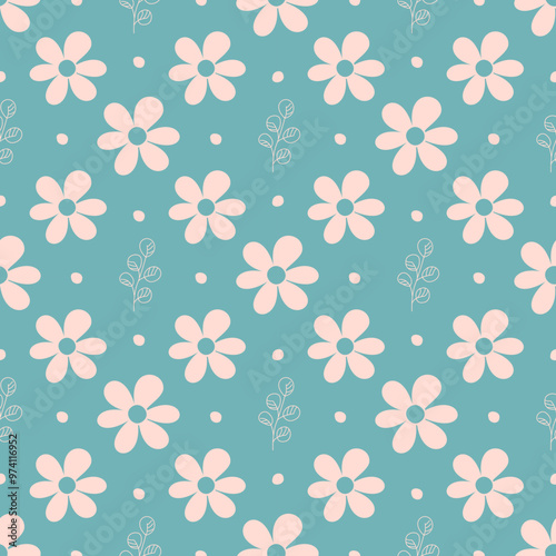 Obraz na płótnie Abstract floral seamless pattern with hand drawn flowers and leaves. Simple ditsy floral seamless pattern. w salonie