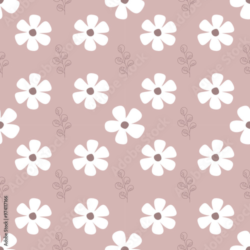 Obraz na płótnie Beautiful hand drawn flowers seamless pattern vector. Abstract floral pattern design. w salonie