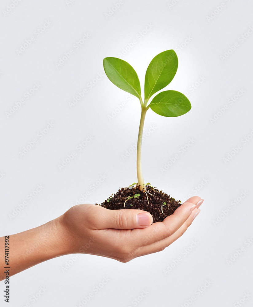 hands holding sprout and soil, illustration of new life, new hope, growing, green life, earth day, green environmental, on white background. hands holding sprout and soil, illustration of new life, new hope, growing, green life, earth day, green environmental, on white background.
