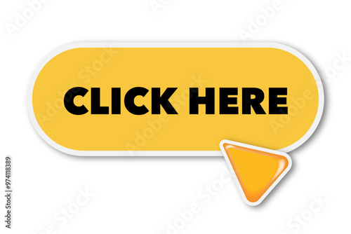 yellow click here sticker with a yellow volumetric arrow pointer