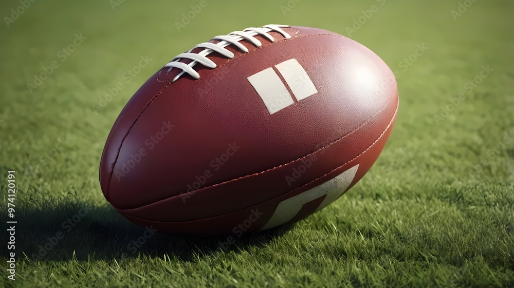 Rugby Ball on Green Grass: energy and Sport, Rugby Ball on Green Grass: energy and Sport,