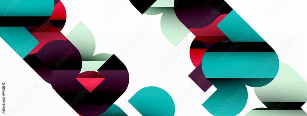 Abstract background. Colorful geometric curve shapes with black shadow lines effects Abstract background. Colorful geometric curve shapes with black shadow lines effects