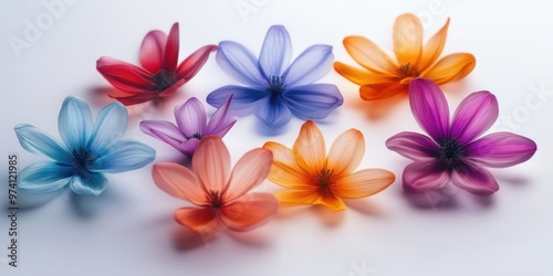 Colorful Flowers on White Surface