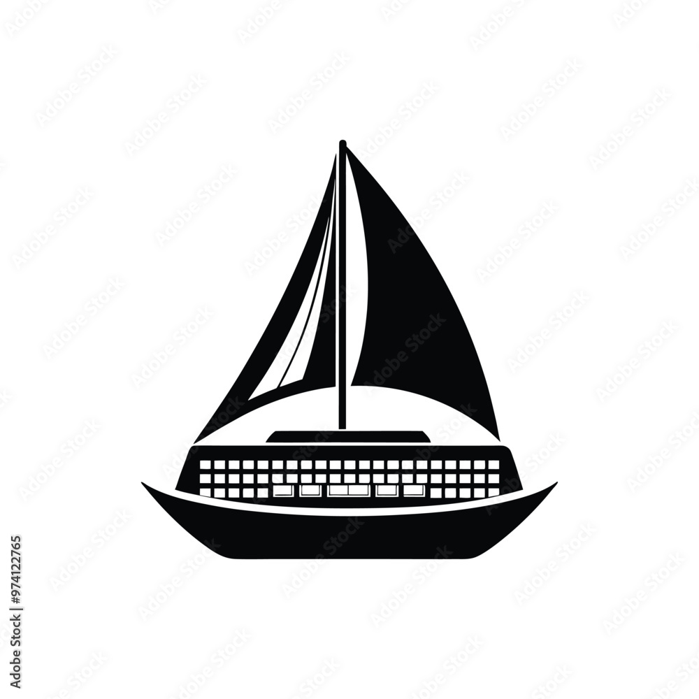 A silhouette of a sailboat with keyboard style Isolated On White Backgrounds. A silhouette of a sailboat with keyboard style Isolated On White Backgrounds.