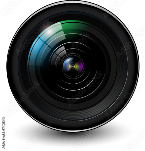 Camera photo lens, 3d icon illustration.