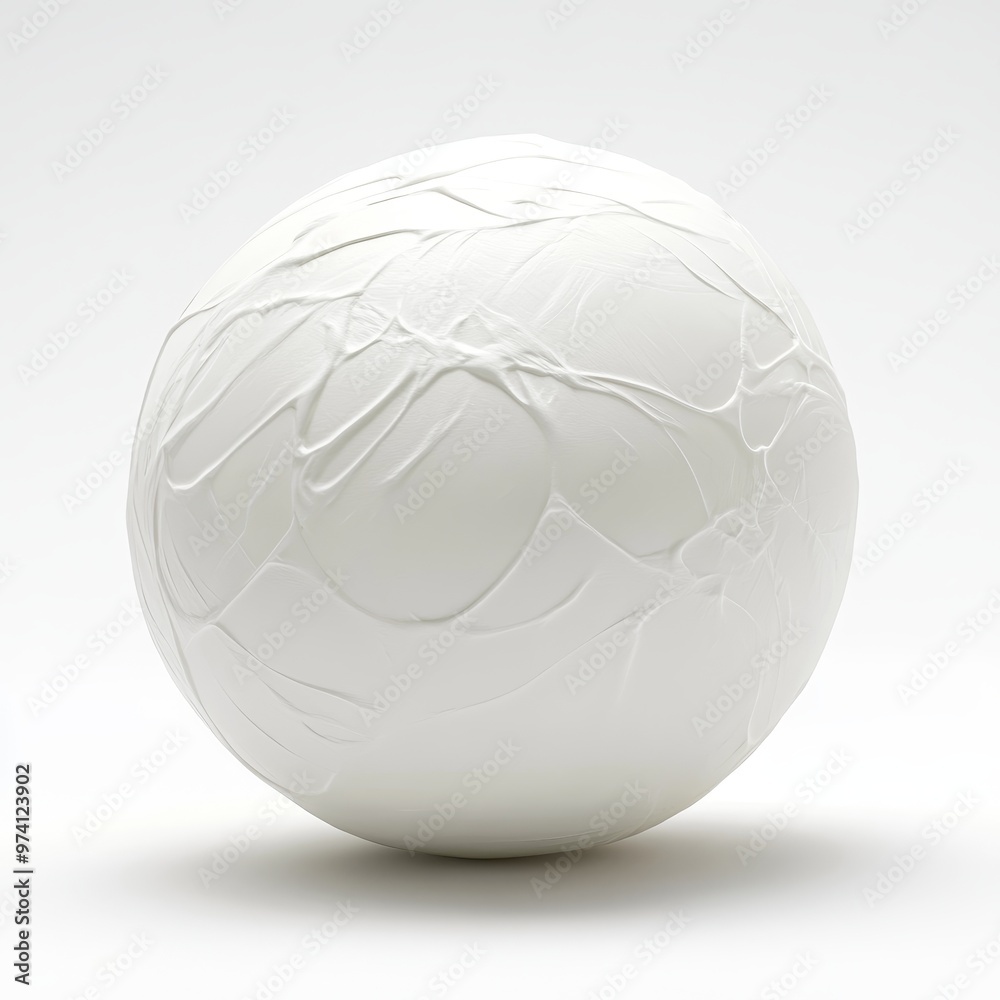Craft an artistic depiction of a mozzarella ball, showcasing its creamy texture and intricate details against a stark white backdrop using advanced digital techniques Craft an artistic depiction of a mozzarella ball, showcasing its creamy texture and intricate details against a stark white backdrop using advanced digital techniques