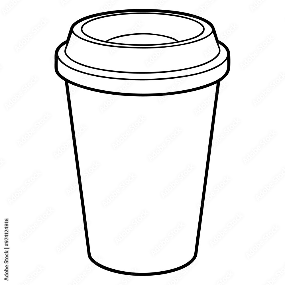 reusable cup outline coloring book page line art drawing reusable cup outline coloring book page line art drawing