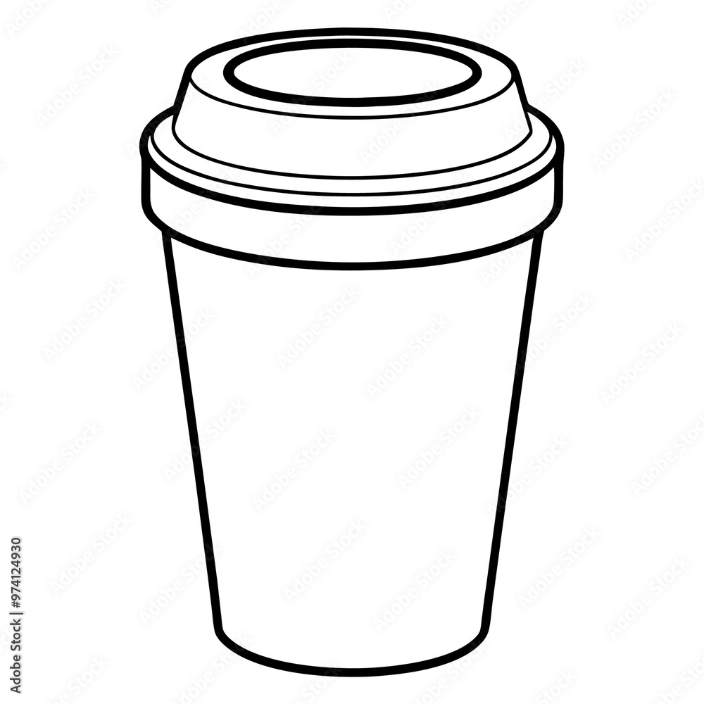 reusable cup outline coloring book page line art drawing reusable cup outline coloring book page line art drawing