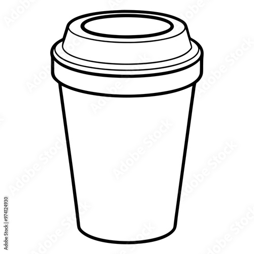 reusable cup outline coloring book page line art drawing