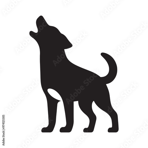 Detailed barking dog silhouette for creative projects - Barking dog black vector
